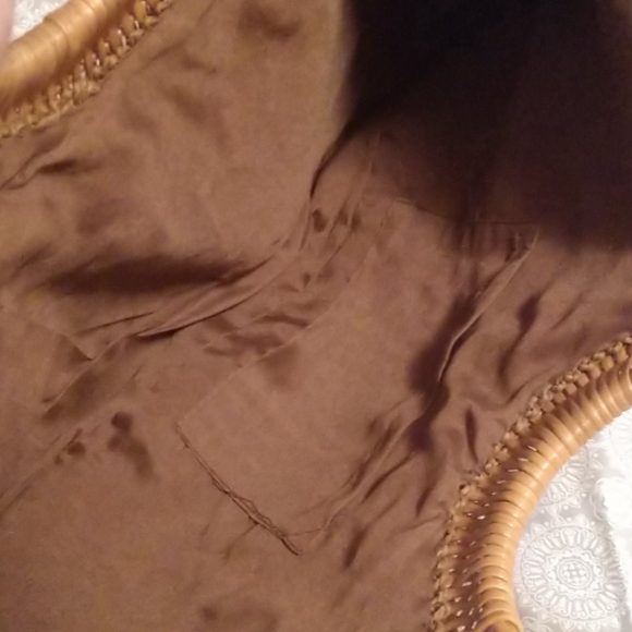 Brown Jute Handbag 👜 w/Round Wooden Handles - Picture 7 of 9